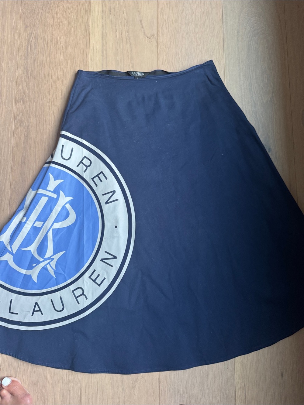 Ralph Lauren Navy Skater Skirt with Blue & White Logo size 6